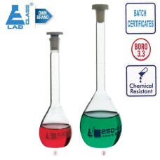 Volumetric Flasks with Stopper 10ml CH0446B Clear Class-A Borosilicate Glass Chemical Resistant LABGLASS USA